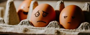 anxious face drawn onto an egg